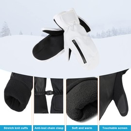 Durio Waterproof Gloves Women Men Mittens Touchscreen Ski Gloves Winter Gloves for Running Skiing Hiking Motorcycle Cycling White XL