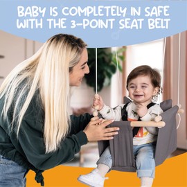 Mass Lumber Indoor Outdoor Baby Swing with 3-Point Harness and Hardware for Ceiling, Porch, Doorway, Canvas Baby Swing Outdoor Toddler Swing Seat Dark Gray