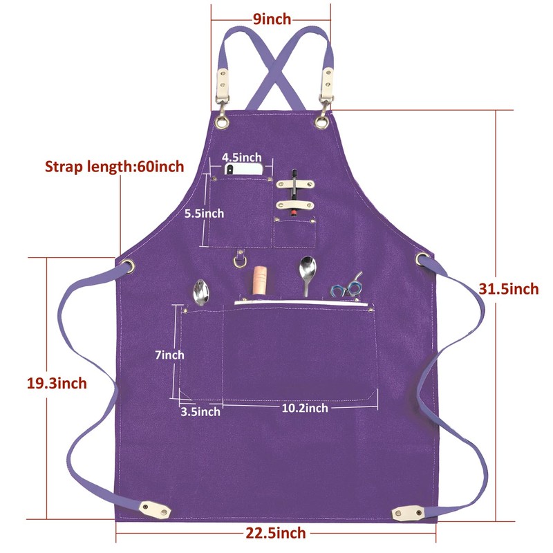 Mactso Chef Apron Water Resistant Canvas Cross Back Adjustable Apron