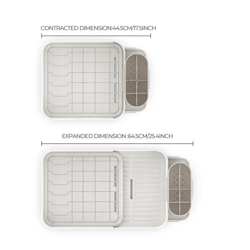 Zuutii Dish Drying Rack with Drainboard,Expandable(17.5-25.4") Large Dish Rack,Sink Dish