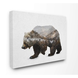 Stupell Industries Bear Silhouette Mountain Range Photography Canvas Wall Art, 16 x 20, Multi-Color