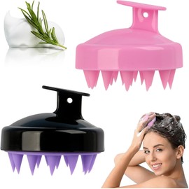 2 Cepillos para Shampoo, Cepillo de Silicona para Cuero Cabelludo Alcanza Fácilmente las Raíces, Limpia y Masajea el Cuero Cabelludo y Ayuda a Estimular el Crecimiento