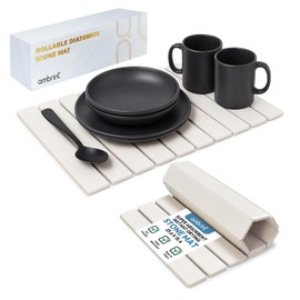 Stone Drying Mat for Kitchen Counter – Compact 40x30 cm Foldable Dish Drying Mat, Quick Dry Diatomaceous Earth Mat for Dishes, Bottles, Cups, Bath, Cookware – Fast Absorbent Countertop Pad