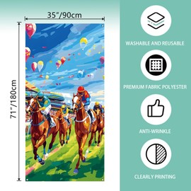 Kentucky Derby Door Cover Horse Racing Run for The Rose Font Porch Sign Churchill Downs Derby Day Party Decorations and Supplies for Home Party-71×35''