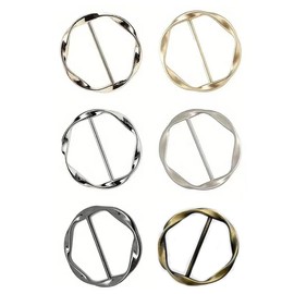 6PC Silk Scarf Ring Clip, T Shirt Tie Clips for Women, Scarf Clips and Rings, Scarf Rings, Fashion Metal Tshirt Waist Tightener Clip Buckle, Scarf Ring and Slides for Scarves T Shirt