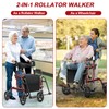 S AFSTAR 2-in-1 Rollator Walker with Seat, Folding Walking Aid