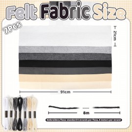 Black White Felt Fabric Sheets: ZAIONE 7 Rolls 21 x 90cm Soft Felt Sheets Assorted Thick Felt Roll for Crafts