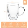 MEWAY 12oz/6 pack Coffee Mugs,Clear Glass Double Wall Cup with