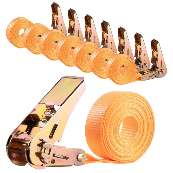 AGT Spanngurte Zurrgurte: 8er-Set 4-m-Spanngurte, Ratschen, 800 kg, DIN EN