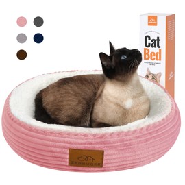 Cat Beds for Indoor Cats, Small Dog Beds for Small Dogs, Pet Bed for Puppy and Kitty, Extra Soft & Machine Washable with Anti-Slip & Water-Resistant Bottom, 20 Inches, Pink