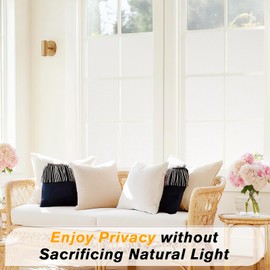 Haton Window Privacy Film Frosted Glass Film for Bathroom, Static Cling Sun Heat Blocking Window Clings, Opaque Frosting Coverings Tint for Home Door, Non-Adhesive, White 35.4" x 78.7"