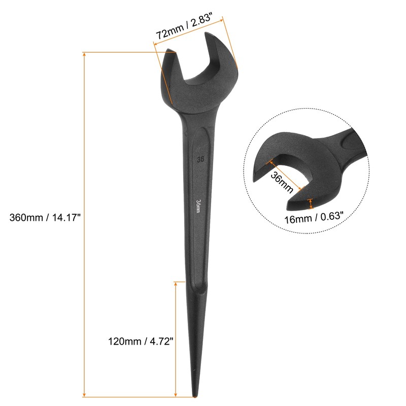 sourcing map Single Open End Spanner Wrench 36mm 15 Degree