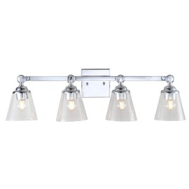 JONATHAN Y JYL7435A Marion 28.5" 4-Light Hurricane Metal/Glass Vanity Light Contemporary Transitional 2700K LED 4W Bulbs Reversible Entryway Lobby Kitchen Bathroom Bedroom Living Room Hallway, Chrome