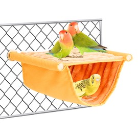 Bird Hammock Bunk Bed, Bird Nest Caves Sleeping Areas Bird Cage Accessories Bird Toy Bird Nest Bunk Bed Hanging Hammock for Budgies Cockatiel Finch Hamster Gerbil (Orange)
