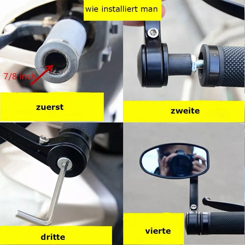 Unbranded Motorcycle 7/8" Handle Bar End Rearview Side Mirrors Fit
