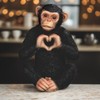 5"H Chimpanzee with Hand Sign Heart Figurine Ornament Home Decor Unique Gift