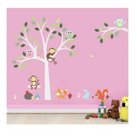DaraBaby Vinil Infantil Árbol Selva Animales Del Bosque Búho Cuarto