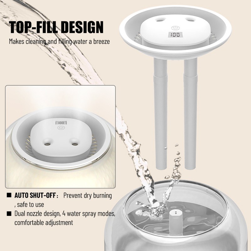 3L Cool Mist Humidifier with Two Nozzles Four Mist Levels