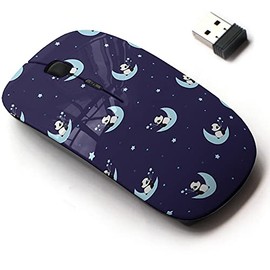 2.4G Wireless Mouse with Cute Pattern Design for All Laptops and Desktops with Nano Receiver - Night Cute Panda