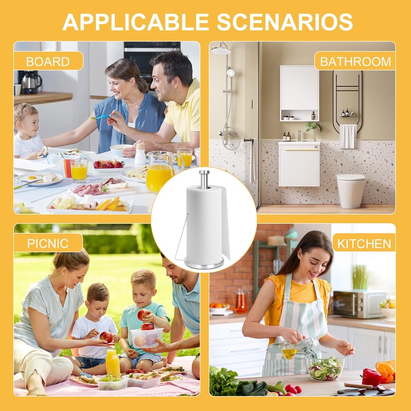 Kitchen Roll Holder, Silver Kitchen Roll Holder Standing with Clamping