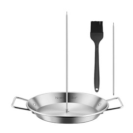 North Point 4 Piece Skewer Grill Set - Heavy-Duty Stainless-Steel Construction, Vertical Skewers for Even Roasting, Basting Brush Included