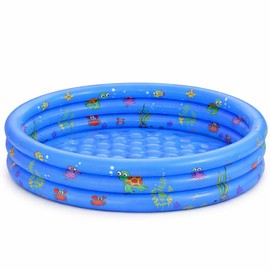 Baby Pool for Toddlers 1-3 with Bubble Bottom, Inflatable Kiddie Pool for Kids with Easy Drain Plug, Small Blow Up Pool for Backyard Summer Water Play, Durable Kids Swimming Pool (Blue)