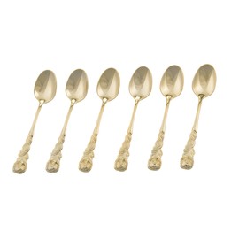 GRAEWE Espresso Spoons Gold Plated with Rose Design 6 Pieces