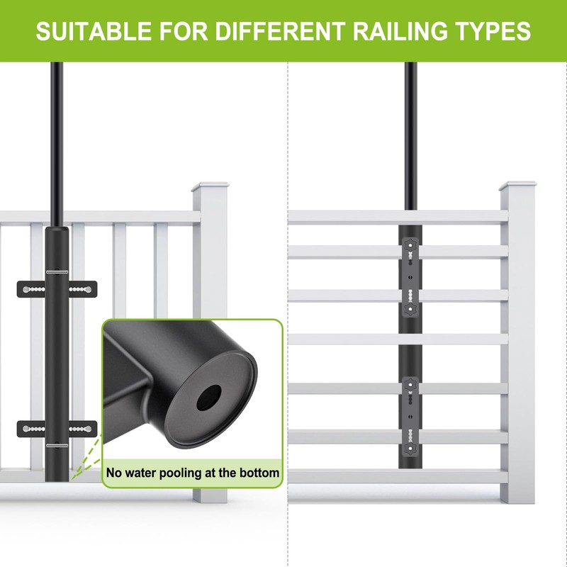 Lifeswell Heavy Duty Deck Railing Umbrella Holder, Adjustable Patio Umbrella