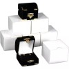 FindingKing 6 Black Velvet Earring Boxes With Brass Corners