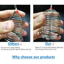 10Pcs/Pk Carp Fishing Bait Trap Cage Feeder Basket Holder Coarse Lure Feeder Carp Fishing Tackle Kit,Size L/M/S Available (M)