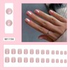 24pcs Square Press-on Nails - Pink Fake Nails with Chrome