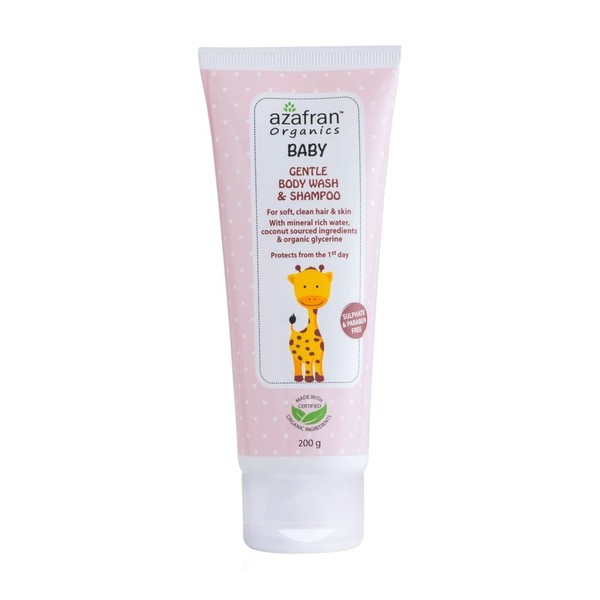 Azafran Organics Baby Gentle Body Wash and Shampoo, 200g