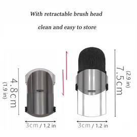 Mini Brocha para Rubor Pincel Telescopio Plano Cepillo Retráctil de Maquillaje de Viaje para Polvo Mineral, Contorno, Bronceador, Polvo Suelto, Protector Solar, Crema Base O Cosméticos Líq