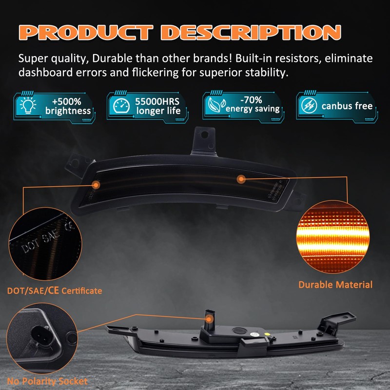 Dynamic Amber LED Side Marker Lights For 2025 2026 Chevy