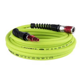 Flexzilla Pro Air Hose with ColorConnex Industrial Type D Coupler and Plug, 1/4 in. x 25 ft. - HFZP1425YW2-D
