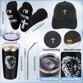 Kolewo4ever 9 Pcs Christian Gifts for Men Christmas Gifts for Dad Inspirational Gift Set for Father Spiritual Religious Catholic Gift Box for Male Friends Co Workers