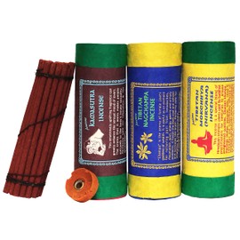 Original Tibetan Incense Sticks Set Nirvana 3 x 30 Pieces, Handmade, 100% Natural & Vegan, with Stick Holder