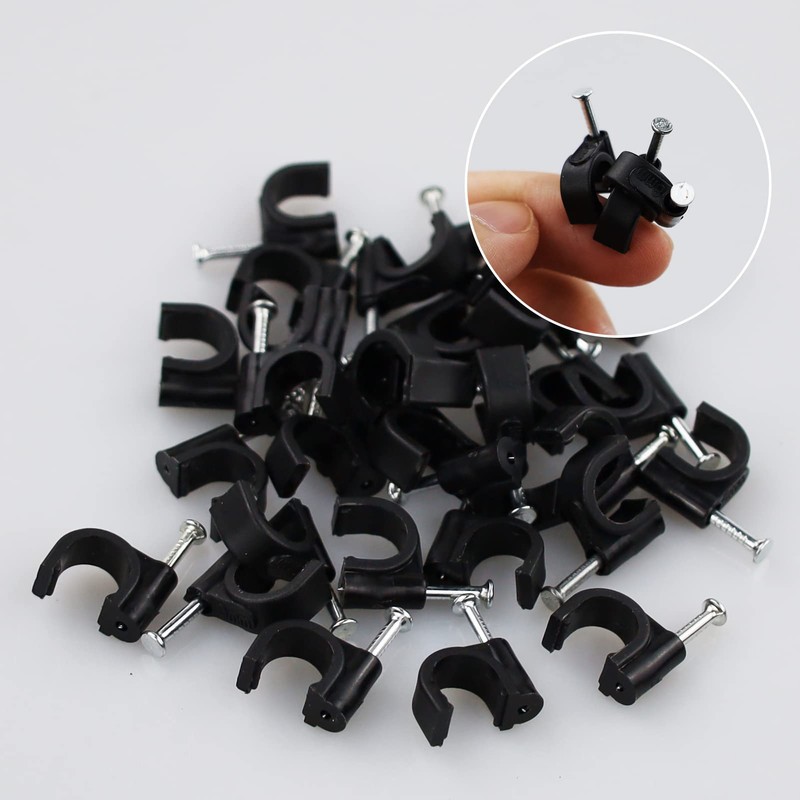 Round Cable Clips, 8MM Electrical Cable Wall Clip - Nail