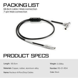 Tilta Nucleus-M Run/Stop Cable Compatible with Komodo Camera Accessories Male RS-01-RD4