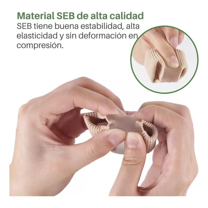 Separador Dedo Pie Forro Gel Doble Bucle Corrector Juanete Marrón