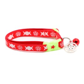 Pugs to Persians Collar Wicca para gatos con amuleto ocultista y cascabel | Collar familiar de bruja para gatos | Collar con amuleto de bruja para gatitos | Brilla en la oscuridad | Collar de segurida