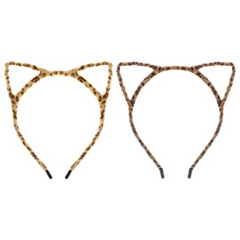 Cat Ears Headband Leopard Ears Headband 2Pcs Animal Ears Headband for Halloween Christmas Cosplay Cheetah Headband Cat Woman Accessories for Costume Party