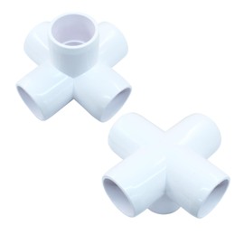 Marvexi 4Pcs 3/4 Inch 5 Way Pvc Connectors, White Furniture Grade Tee Pvc Fittings 0.75" Elbow for DIY Shelf, Frame