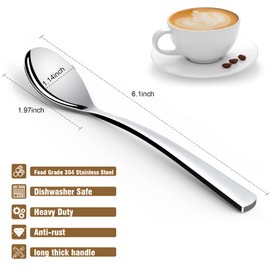 Coffee Spoons,4-Piece GLAMFIELDS Teaspoons with a Long Handle, 6.1"Demitasse Espresso Spoons Set Food Grade Stainless Steel Small Serving Spoons for Dessert