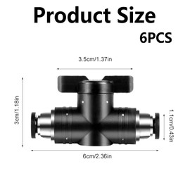 6 Stück Pneumatik Steckverbinder 6mm Pneumatik Steckverbinder Gerade Pneumatischer Kugelhahn mit Absperrhahn Push to Connect Steuerventilfittings für Schnellen Anschluss von Luftleitungen