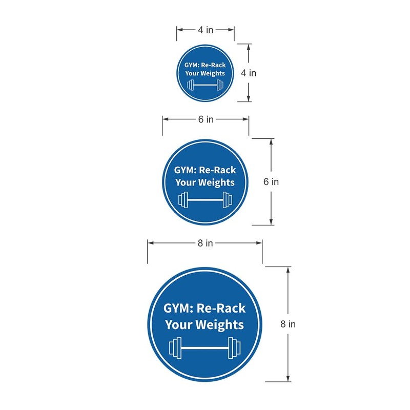 Signs ByLITA Circle GYM: Re-Rack Your Weights Sign (Brushed Silver)