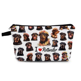 YULUENZE I Love Rottweiler Makeup Bag Cute Small Organizer Bag with Zipper Rottweilers Puppy Cosmetic Bag Birthday Presents for Dog Lovers Women Friends