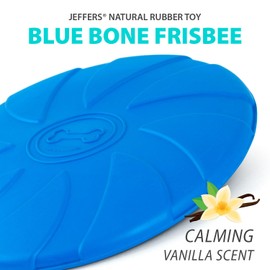 Jeffers Pet Natural Rubber Dog Chew Toy – Blue Bone Stamp Frisbee, Medium – Vanilla Scent, Durable, Non-Toxic, Dishwasher Safe, Interactive Fetch & Tug Toy - Perfect for Training Medium Chewers
