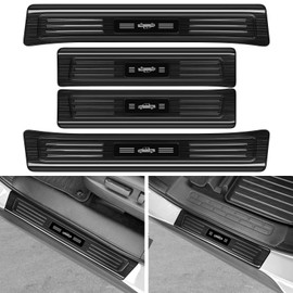 YOJOJOCO 4PCS Door Sill Protector for Honda Ridgeline 2017-2025 Accessories Black Brushed Stainless Steel Front and Rear Door Car Pedal Kick Guards Protection
