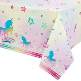 Unicorn Table Covers - Rainbow Unicorn Party Supplies 137 x 274cm Printed Plastic Tablecloth for Girls Birthday Baby Shower Unicorn Themed Party Decorations